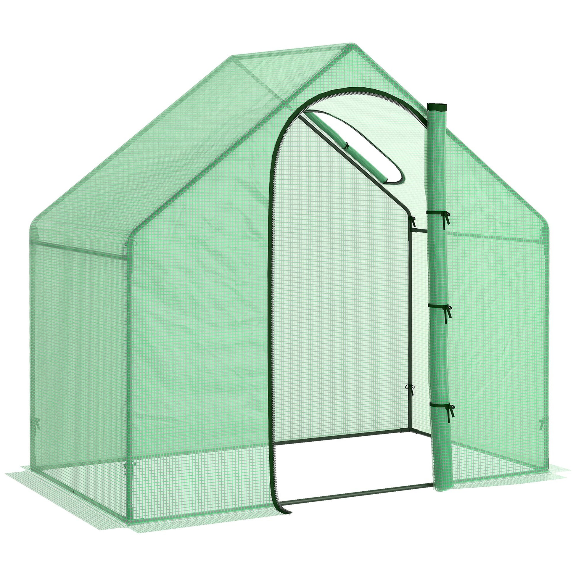 Outsunny Invernadero Pequeño Con Puerta Con Cremallera 180x100x168 Cm Verde_0