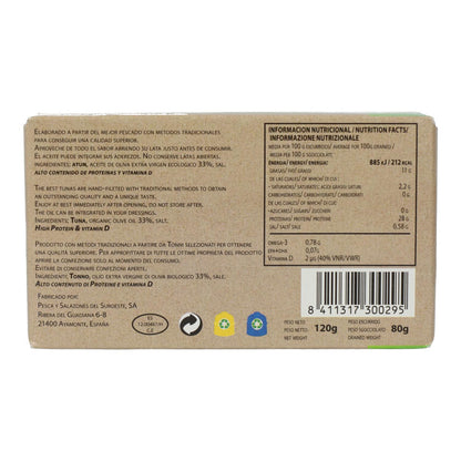 Filetes de atum em azeite virgem extra biológico 120 g Peasur