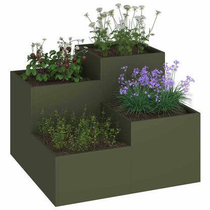 Maceta Para Jardín Verde Oliva 80 X 80 X 60 Cm Acero_2