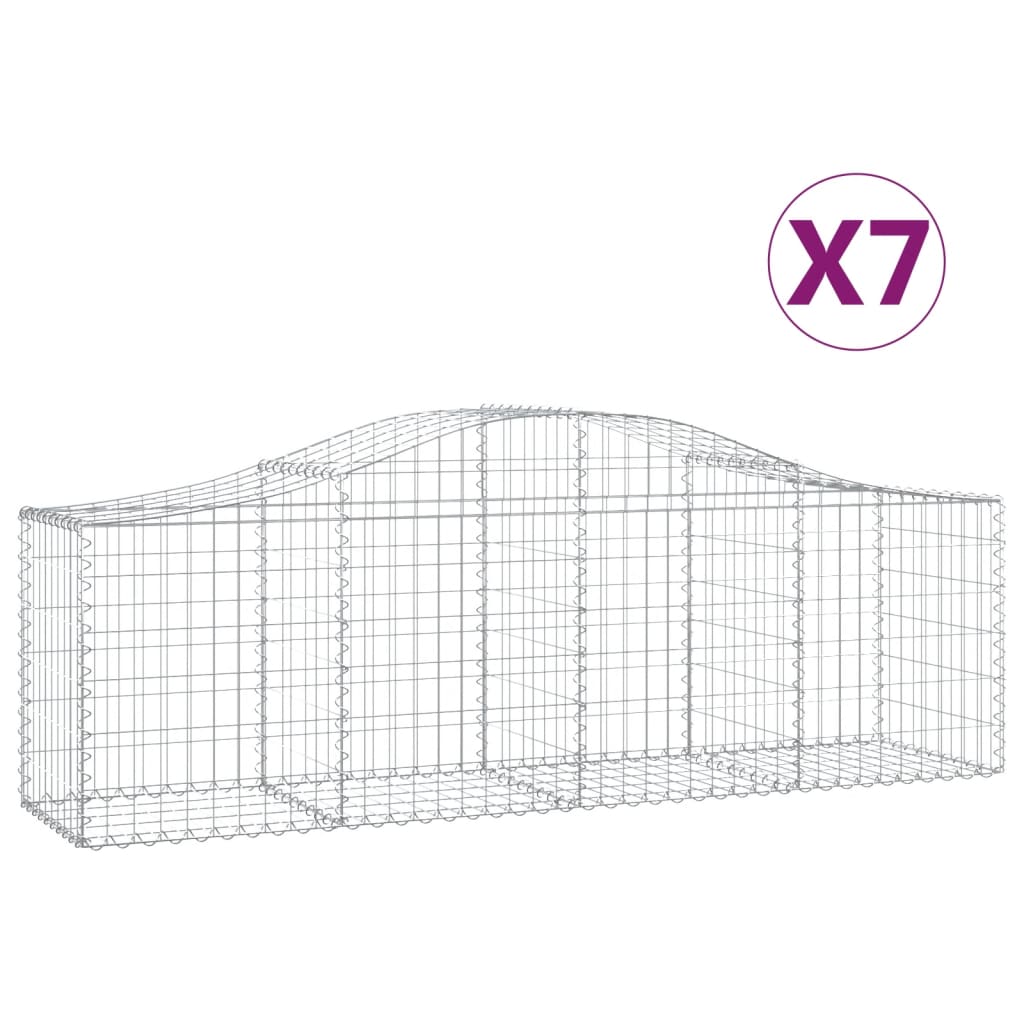 Cestas De Gaviones 7 Uds Forma De Arco Hierro 200x50x60/80 Cm_0