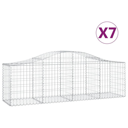 Cestas De Gaviones 7 Uds Forma De Arco Hierro 200x50x60/80 Cm_0