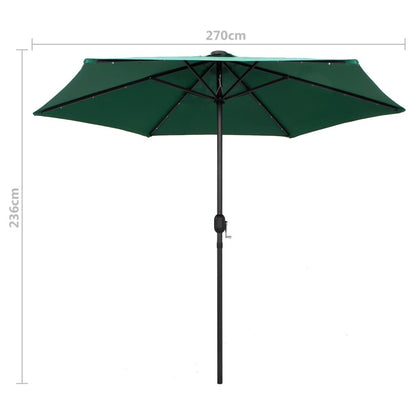 Vidaxl Sombrilla De Jardín Con Luces Led Palo De Aluminio Verde 270 Cm_2