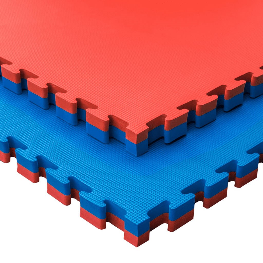 Tatami Puzzle 4cm 100x100cm, Pack 4 Unidades – Superficie T Azul/rojo_0