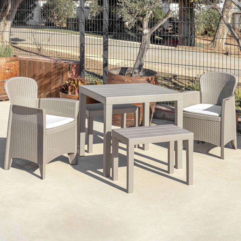 Banqueta De Exterior Nailu Polipropileno, Taupé, 60 X 45 X 39_3