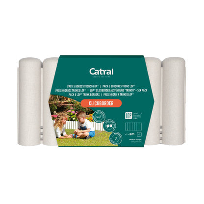 Pack De 5 Bordos Tronco Clickborder Lop Blanco Para Jardín - 0,4x0,2 M - Multicolor_0