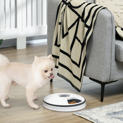 Pawhut Alimentador Automático Para Gatos Perros Temporizador Ø30,5x7,2 Cm Blanco_1