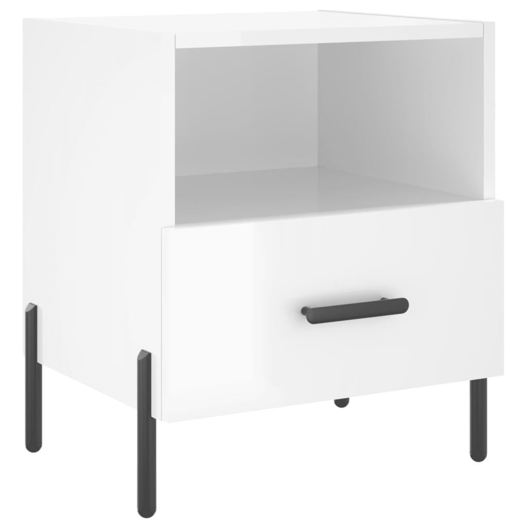 Mesita Noche 2 Uds Madera Ingeniería Blanco Brillo 40x35x47,5cm_4