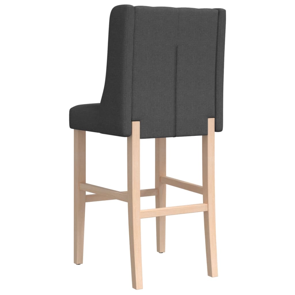 Taburetes Altos 2 Uds Madera Maciza De Caucho Y Tela_5