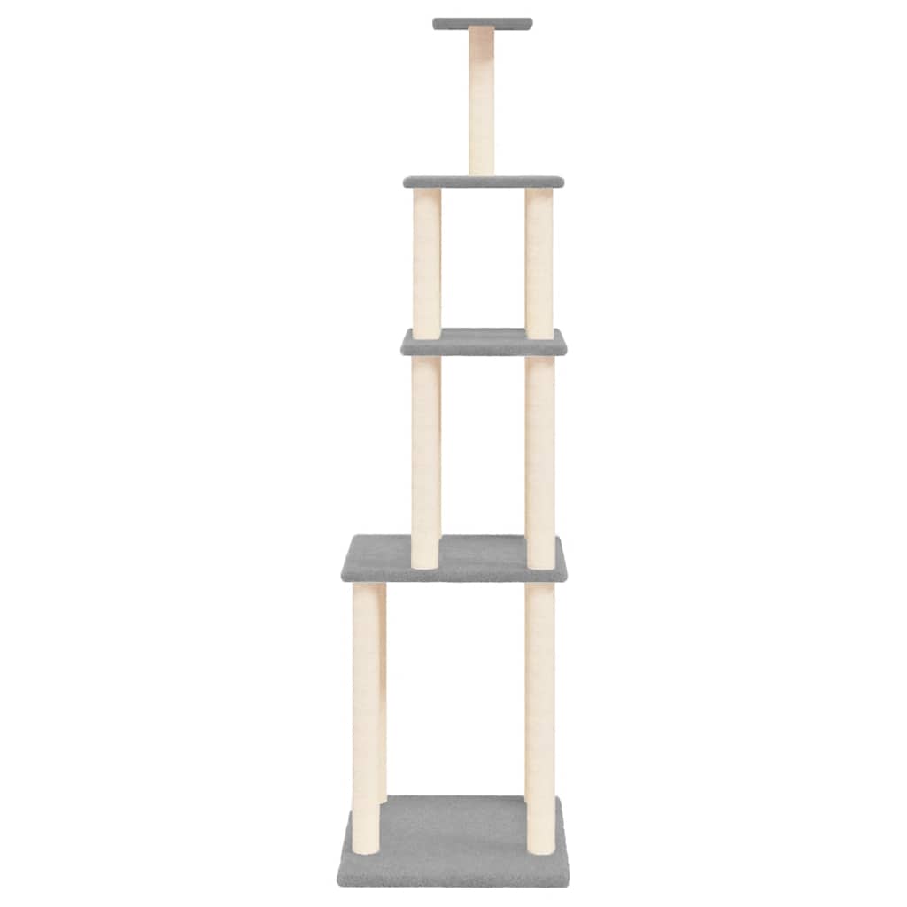 Rascador Para Gatos Con Postes De Sisal Gris Claro 183 Cm_3