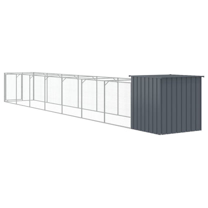 Vidaxl Caseta Perros Con Corral Acero Galvanizado Gris 110x813x110 Cm_4