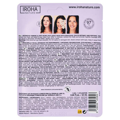 Máscara de tecido refirmante e anti-envelhecimento Bakuchiol da Iroha Nature 23 ml