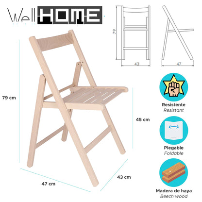 Well Home Mobiliario & Decoración - Pack 4 Sillas Bas En Madera De Haya, Acabado Sin Barniz_1