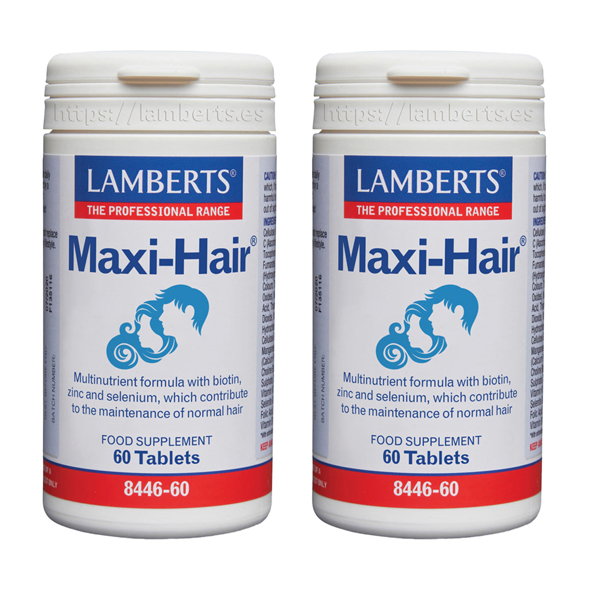 Embalagem 2x Maxi-Hair Lamberts 60 comprimidos