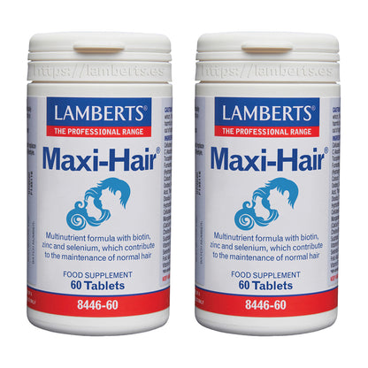 Embalagem 2x Maxi-Hair Lamberts 60 comprimidos