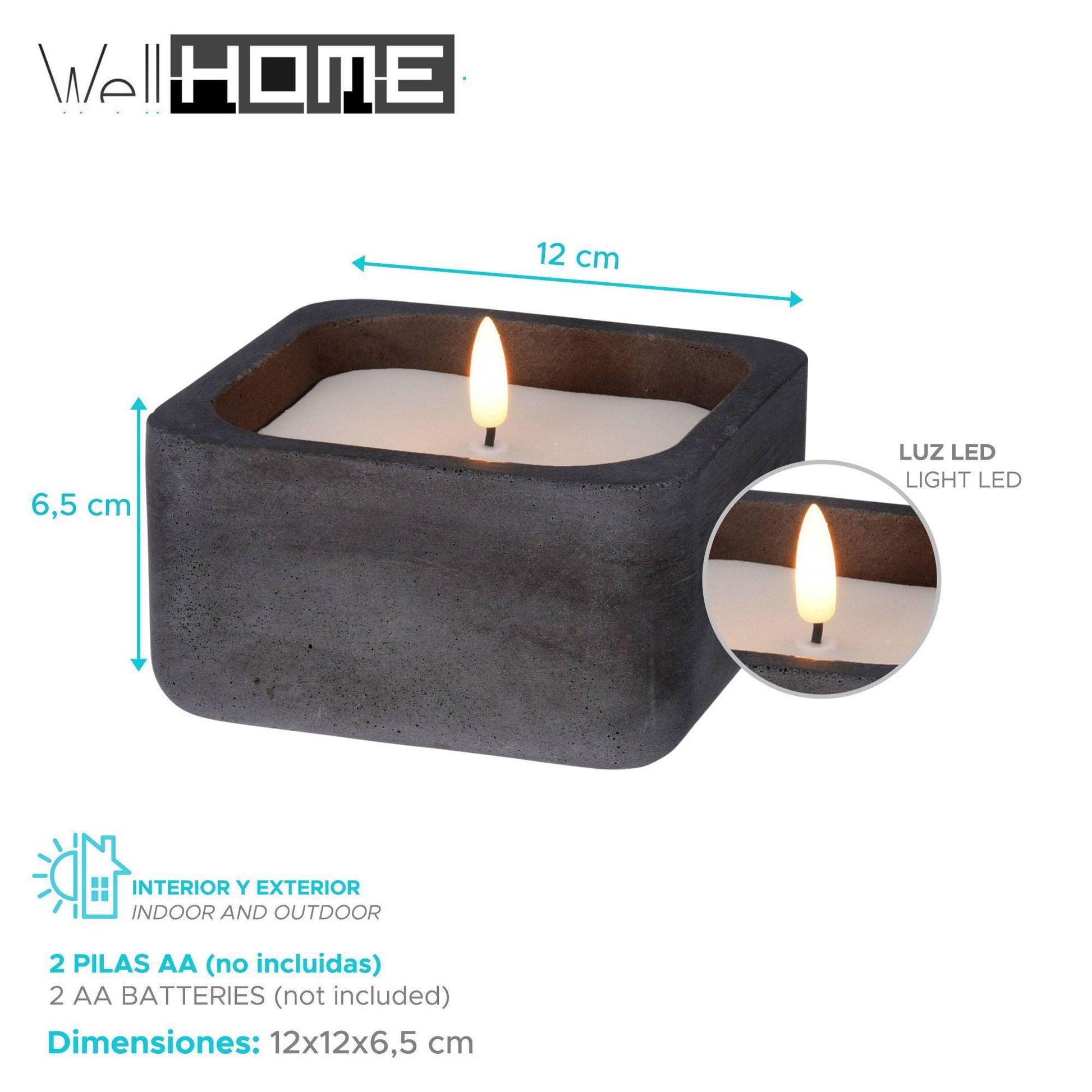 Well Home - Pack 6 Velas Led Cuadrada Negro_1