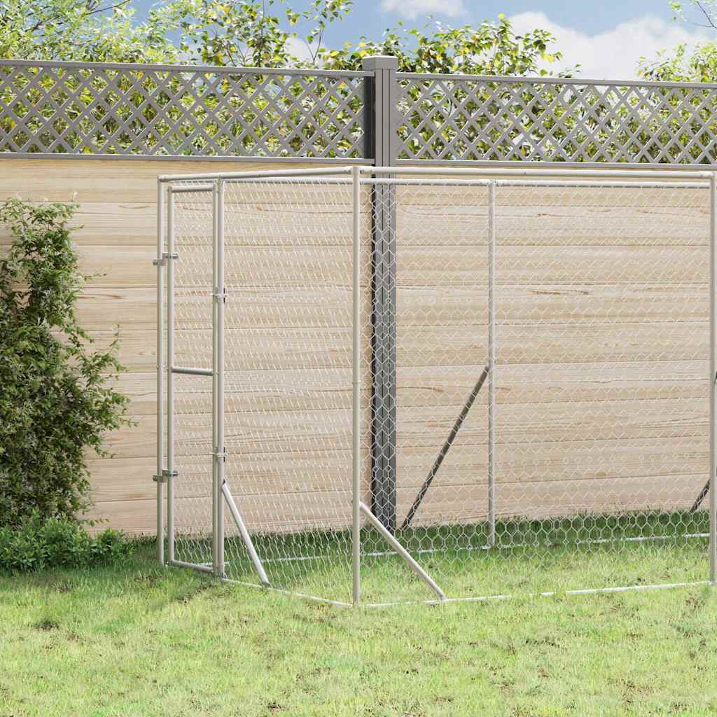 Perrera De Exterior Acero Galvanizado Plateado 2x14x2 M_1