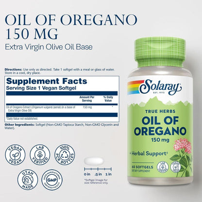 ÓLEO DE ORÉGANO 150 Mg 60 Pérolas Solaray