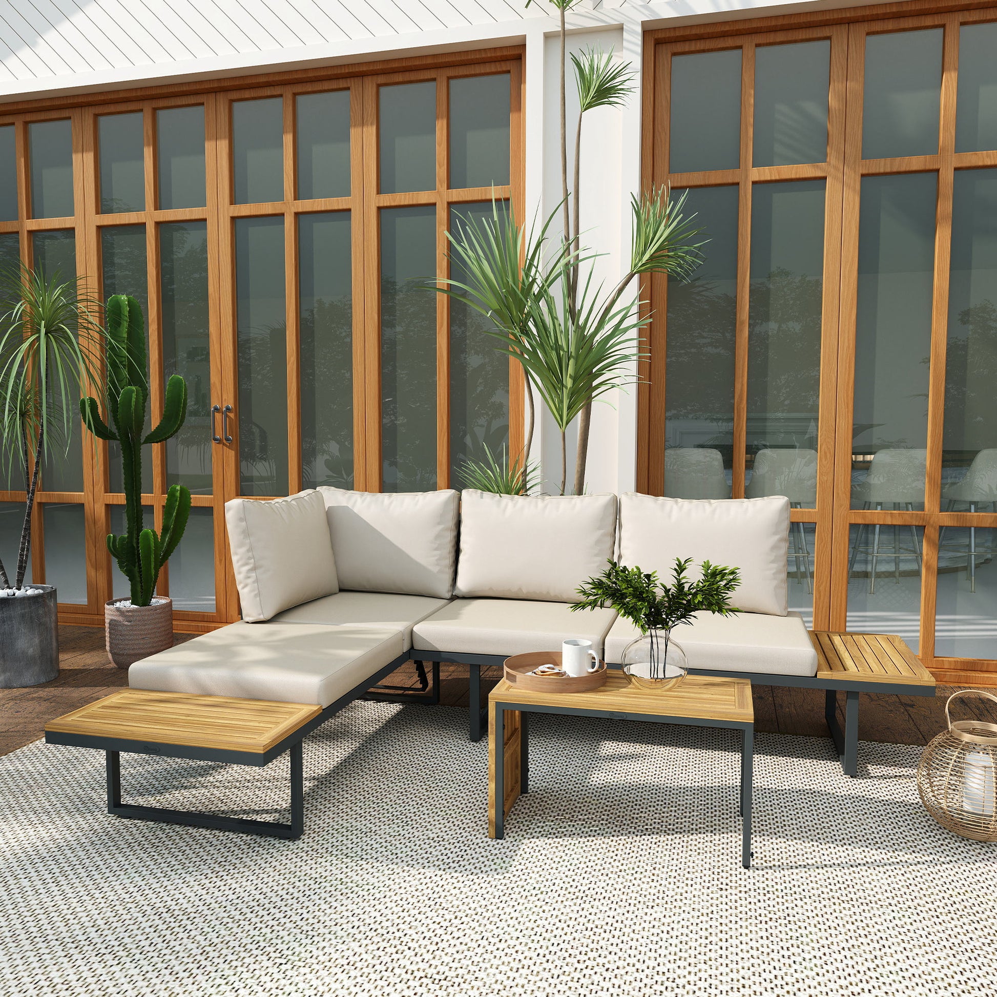 Outsunny Conjunto De Muebles Jardín Exterior Con 2 Sofás De 3 Plazas Gris_1