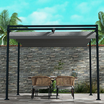 Outsunny Pérgola 3x4 M Con Techo Retráctil De Poliéster Gris Oscuro_4