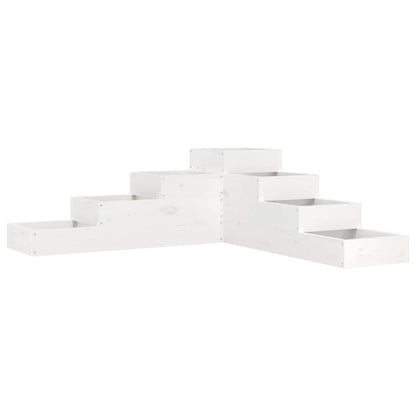 Jardinera 4 Niveles Madera Maciza Pino Blanca 106x104,5x36 Cm_0