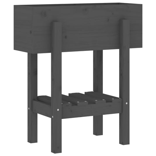 Jardinera Madera Maciza De Pino Gris 62x30x69 Cm_0
