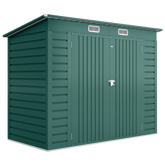 Outsunny Caseta De Jardín Exterior 2,7m² 249x121x183 Cm Con Doble Puerta Verde_0