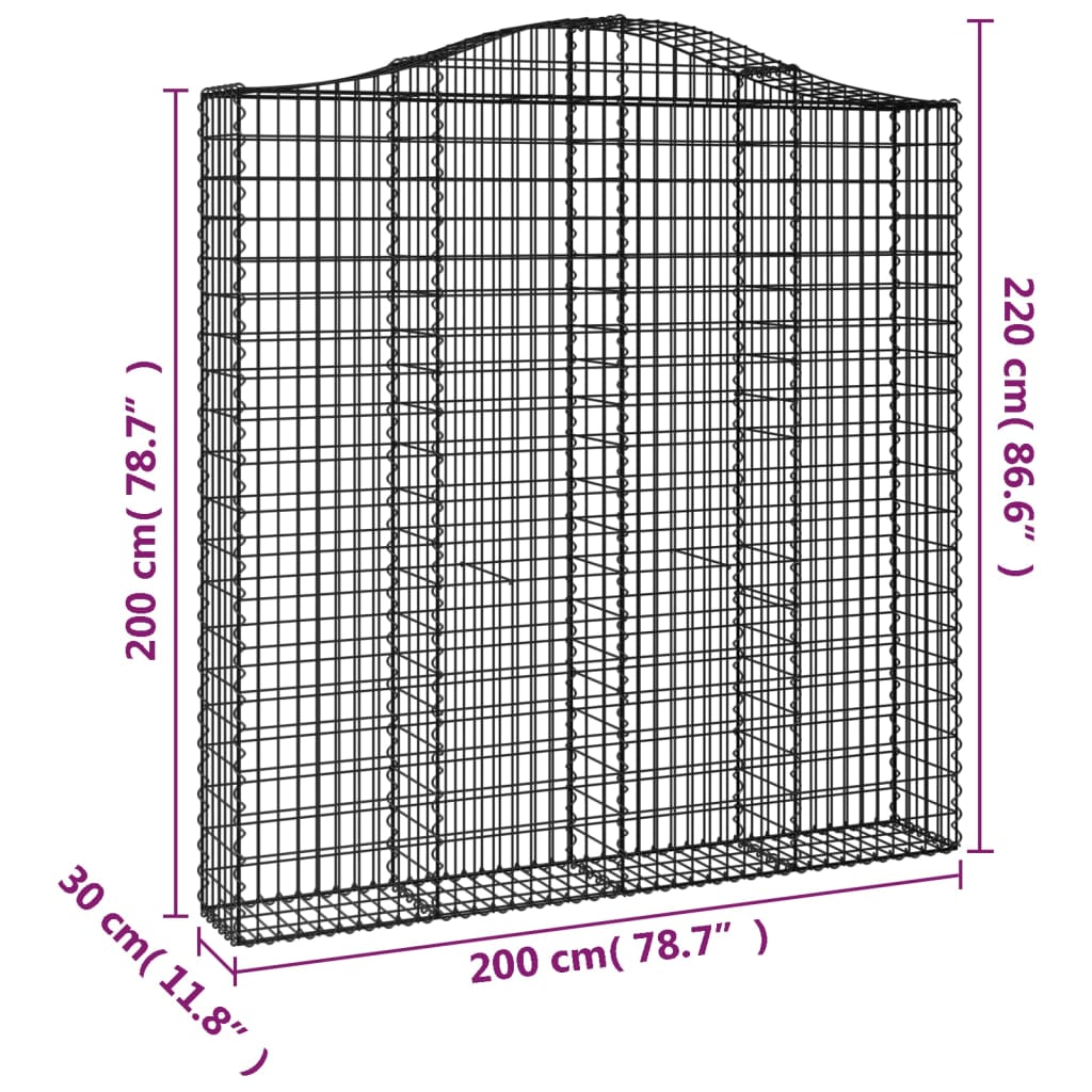 Cestas De Gaviones 2 Uds Forma De Arco Hierro 200x30x200/220 Cm_5