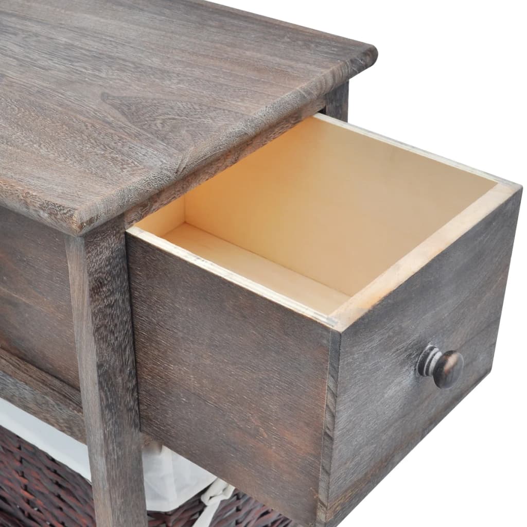 Mesita De Noche De Madera Marrón_3
