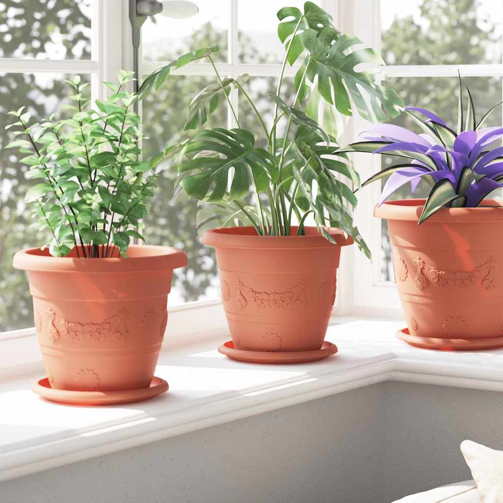 Maceta Redonda Para Flores 24 Uds. Rojo Ladrillo Ø 22 X 18 Cm_3