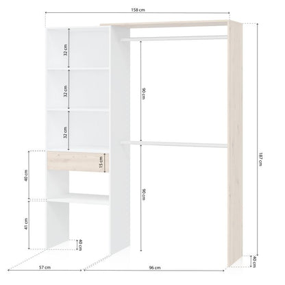 Armario Vestidor Ezra Melamina, Blanco, 158 X 187 X 40_4
