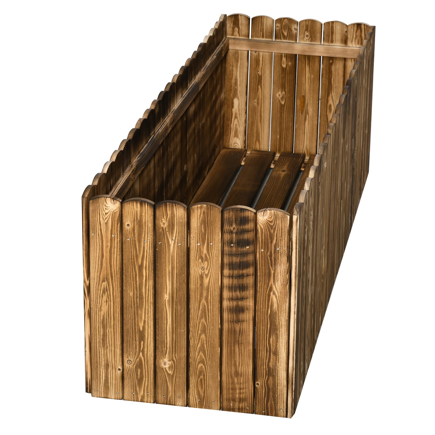 Outsunny Jardinera Elevada Rectangular De Madera 120x40x40 Cm Carbonizada_3