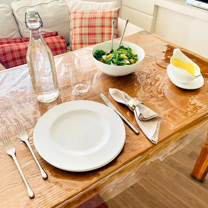 Mantel Hule Redondo Transparente Impermeable Antimanchas Pvc Ø 140 Cm. Uso Interior Y Exterior