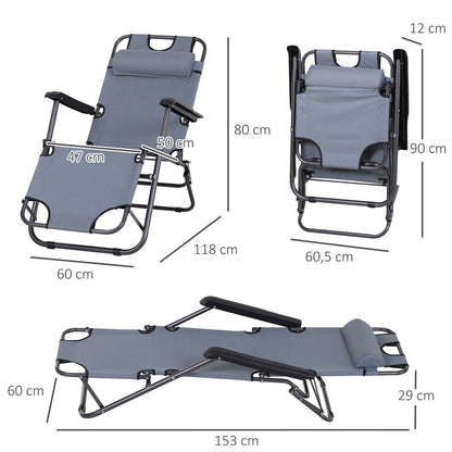 Outsunny Tumbona Reclinable Y Plegable Con Respaldo Ajustable 118x60x80cm_2