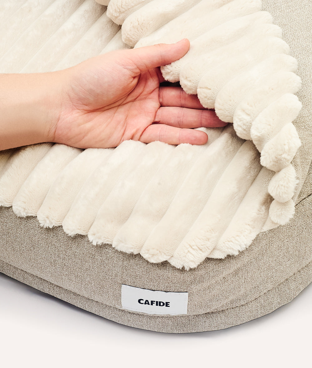Cafide Cama Con Capucha Para Perro Con Tejido Chenilla Beige. Modelo Maso. Talla S (50x60x10 Cm)_4