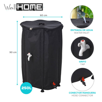 Well Home Barril De Lluvia De 250l Plegable._1