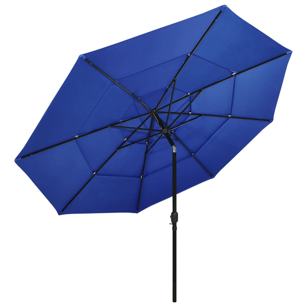 Vidaxl Sombrilla Jardín 3 Niveles Palo De Aluminio Azul Celeste 3,5 M_1