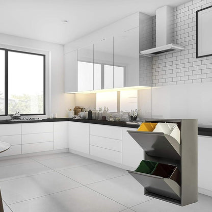 Armário de reciclagem em metal cinzento PAT 4