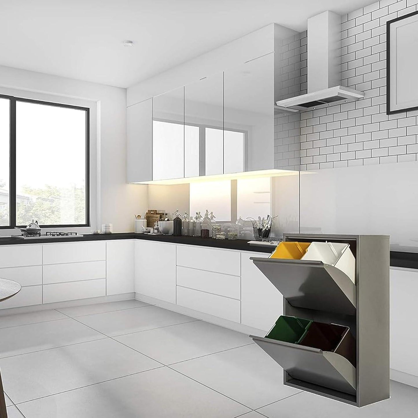 Armário de reciclagem em metal cinzento PAT 4