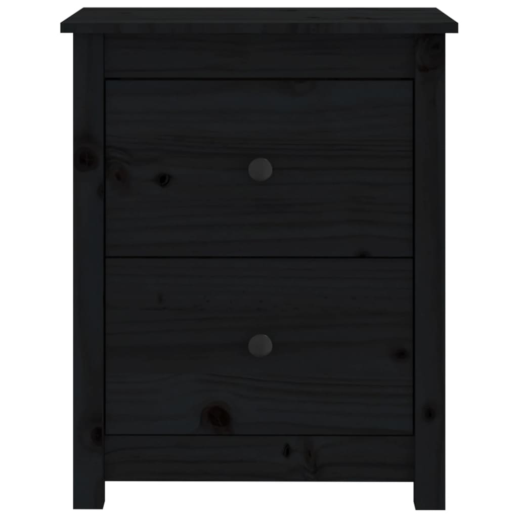 Mesitas De Noche 2 Uds Madera Maciza De Pino Negra 50x35x61,5cm_2