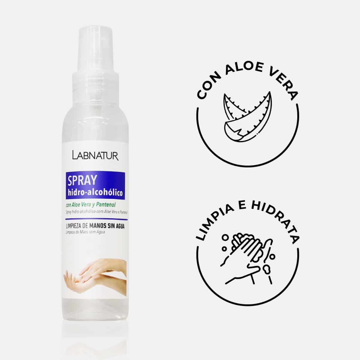 Spray Hidroalcohólico Aloe Vera 125 ml Labnatur| Higiene de Manos | Limpieza con Aloe Vera | Cuidado Refrescante_1