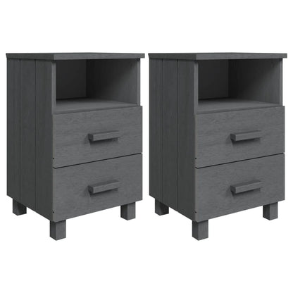 Mesitas Noche 2 Uds Hamar Pino Macizo Gris Oscuro 40x35x62 Cm_0