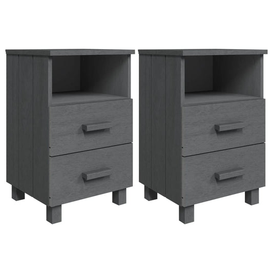 Mesitas Noche 2 Uds Hamar Pino Macizo Gris Oscuro 40x35x62 Cm_0