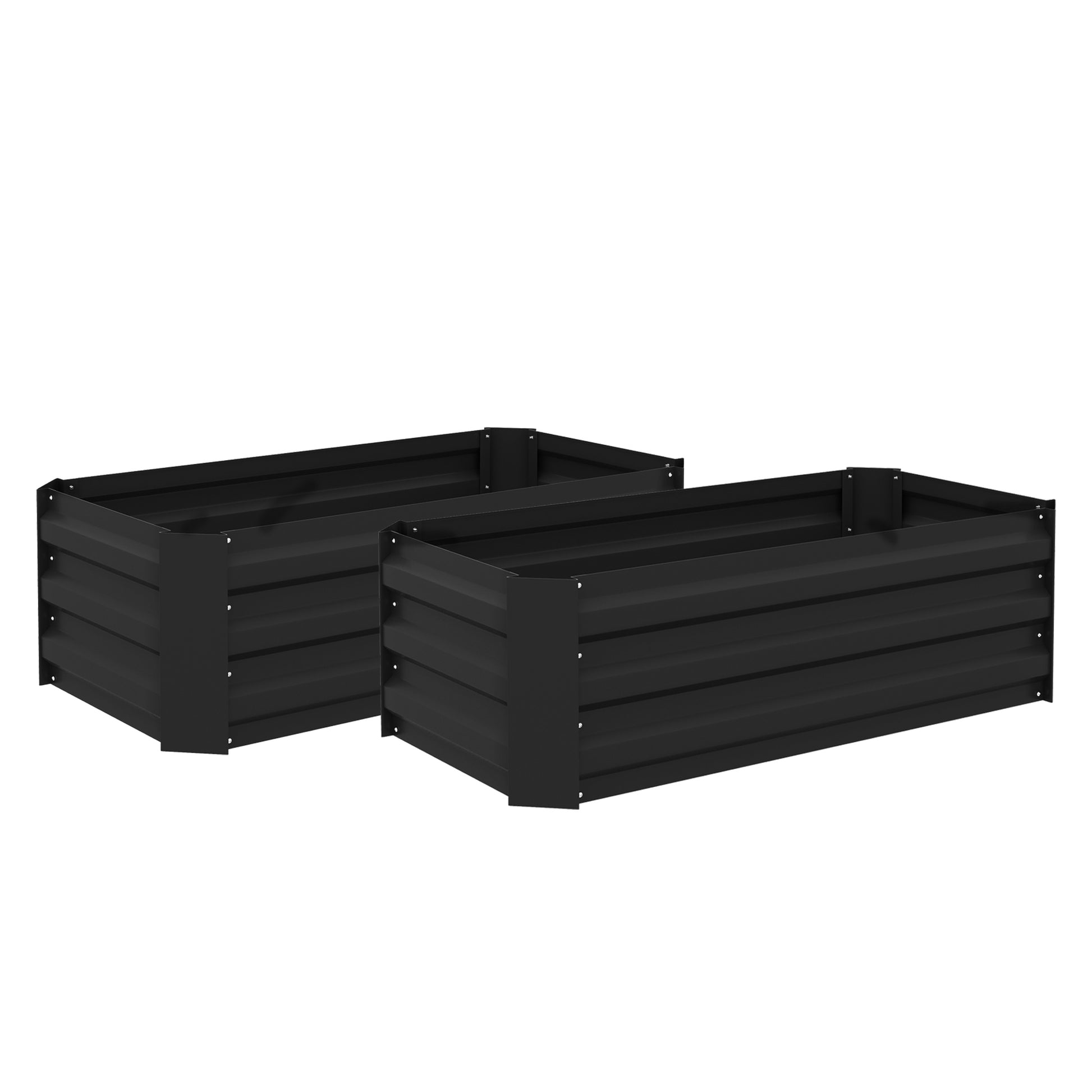 Outsunny Juego De 2 Jardineras Exterior Grandes De Acero 100x50x30 Cm Negro_0