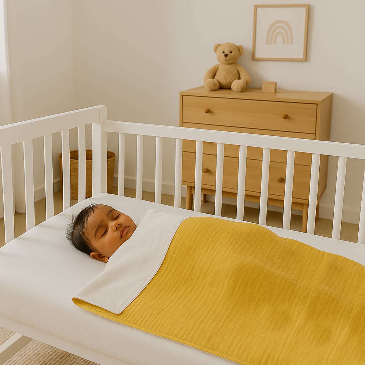 Manta De Algodón Orgánico Rex Blanco Y Miel_1