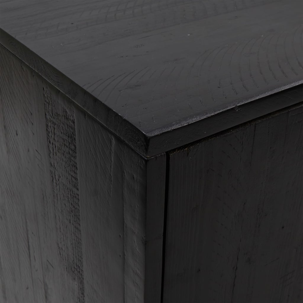 Aparador De Madera Maciza De Pino Negro 75x35x70 Cm / Vetonek_3