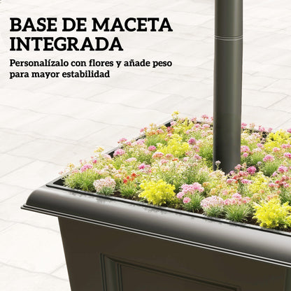 Outsunny Farola Solar Exterior Con Macetero Y 3 Cabezales Negra_5