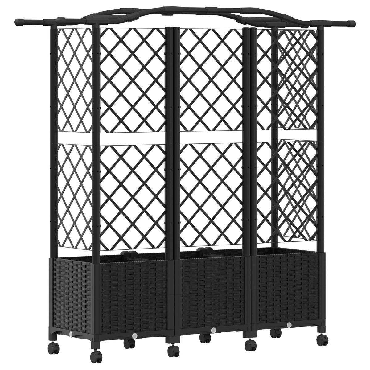 Cama Elevada Con Trellis Y Techo Negro 163 X 40 X 144 Cm Pp_4