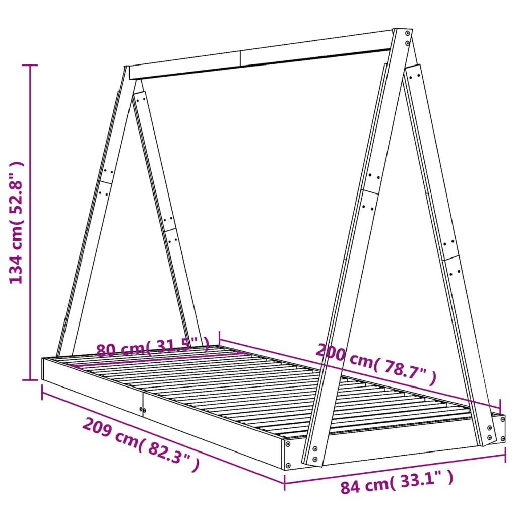 Vidaxl Estructura De Cama Para Niños Madera De Pino Negro 80x200 Cm_2