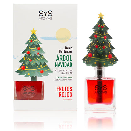 Difusor de Varillas Árbol Navidad Frutos Rojos 90 ml | Aroma Dulce y Frutal | Mikado Decorativo | Ambiente Navideño_0