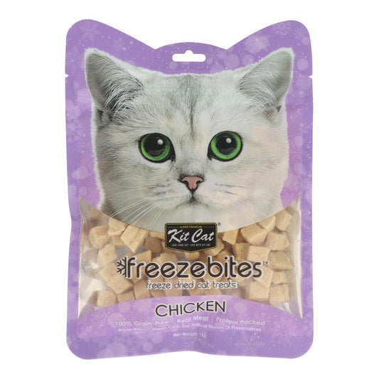 Kit Cat FreezeBites - Frango 15 g Petisco natural liofilizado para gatos
